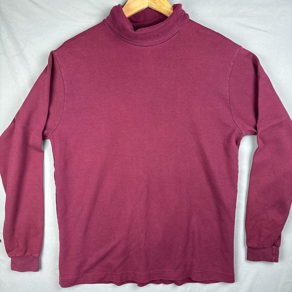 VTG High Sierra Turtleneck Long Sleeve Shirt Mens Large Red Cotton Made In USA